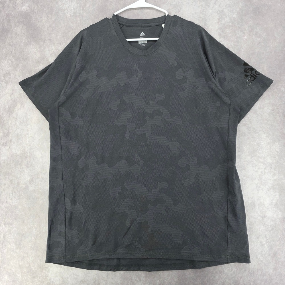 Adidas Camo Training T-Shirt Mens 2XL Climalite Black Short Sleeve Gym Top